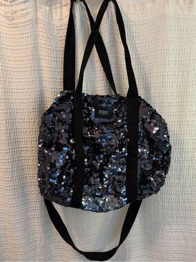 PINK Victoria's Secret Black Sequin Tote
